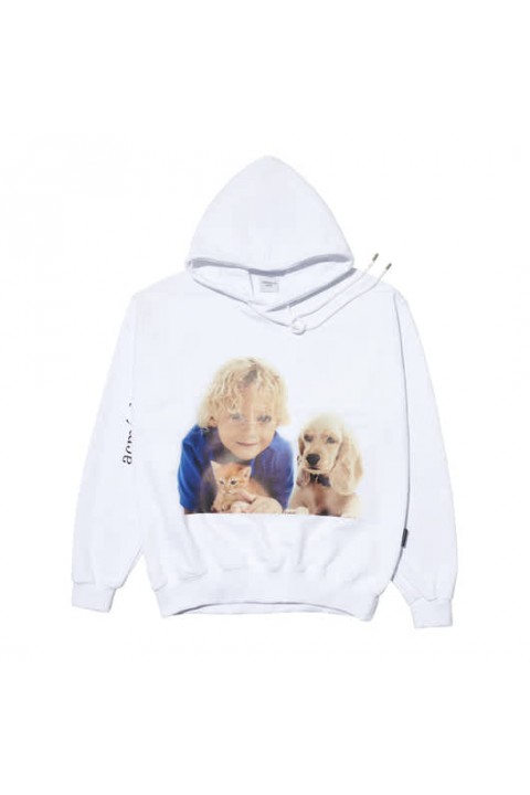 ADLV Hoodie Baby Face Pets White